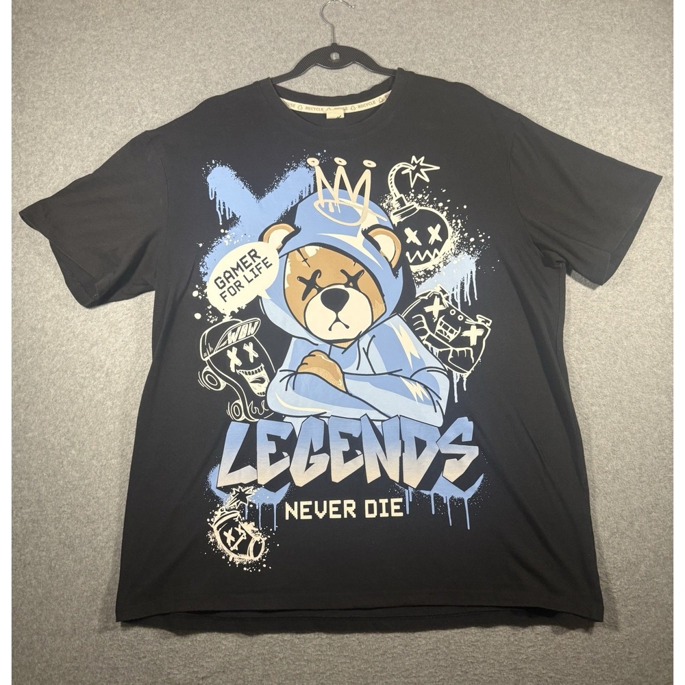 Recycle Reuse Graphic Tee Black Legends Never Die Gamer For Life Teddy Bear XL